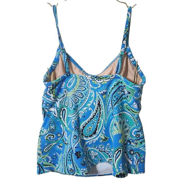 Lands End NEW Size 10L Swim Tankini Top Underwire Turquoise Paisley Tie Front - Picture 14 of 16